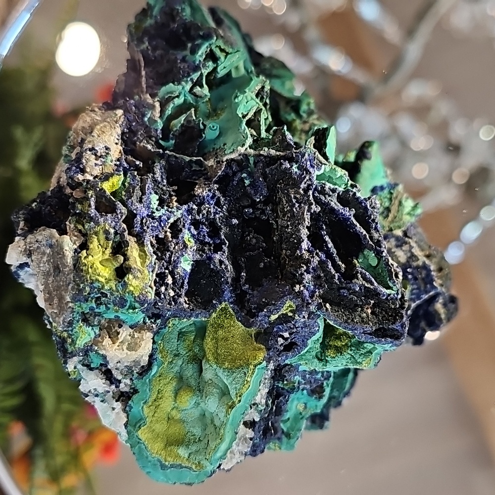 Large Very Rare Azurite, Malachite, And Limonite Quartz Specimen STUNNING!